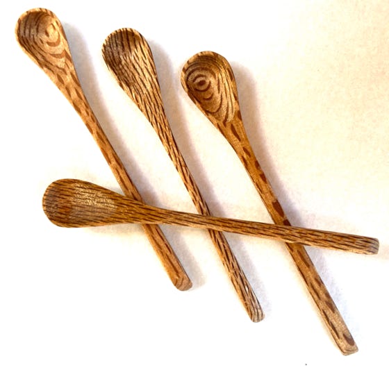 Tiny Rewarewa Spoons for salt and sugar