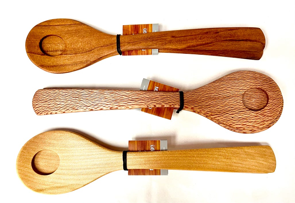 Salad Servers Rimu, Kauri, Rewarewa